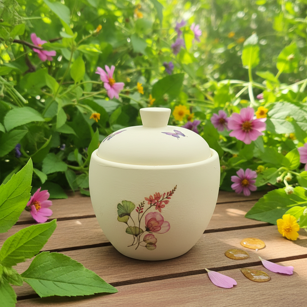 Vela Miel de Abeja en resina acrílica con fondo natural