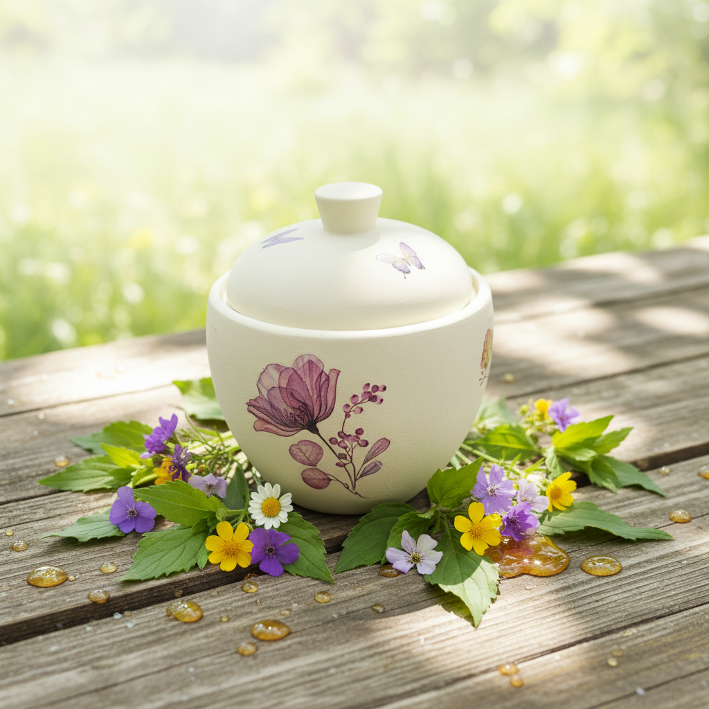 Vela Miel de Abeja en resina acrílica con fondo natural