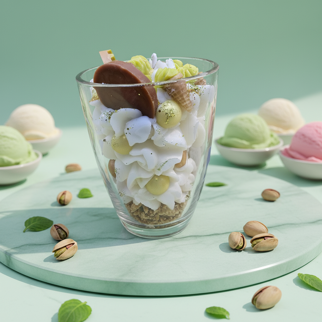 Vela Gourmet Gelato Pistacho - Fondo mármol menta 2