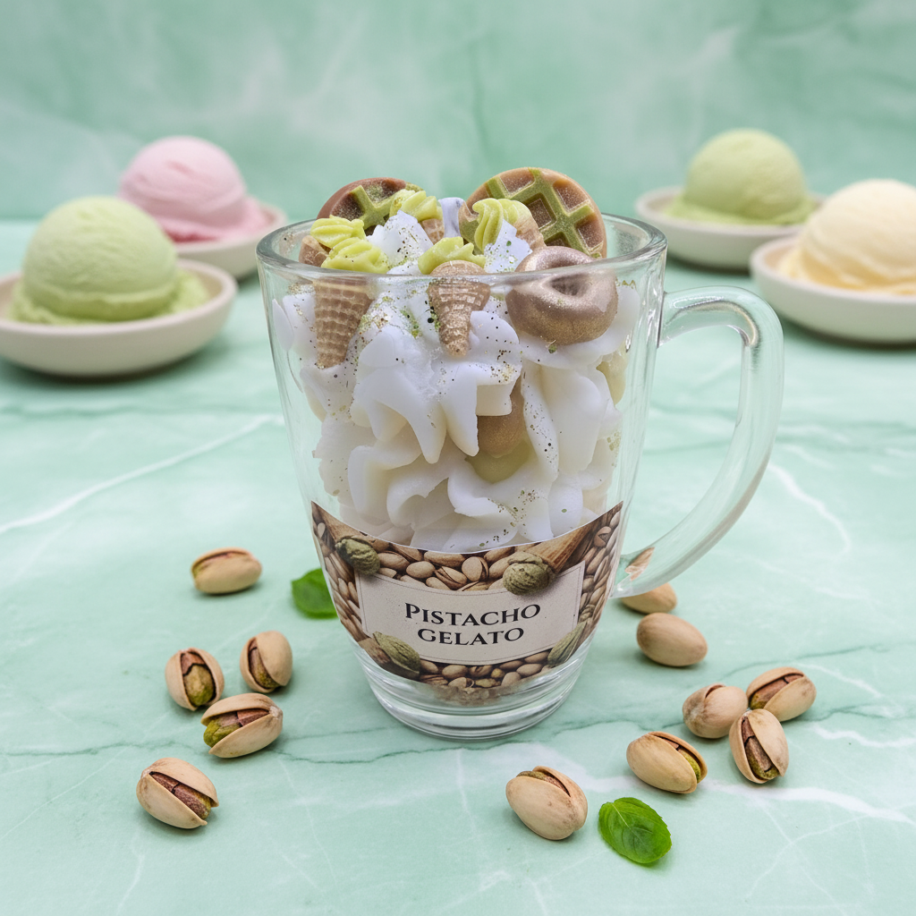 Vela Gourmet Gelato Pistacho - Fondo mármol menta 1