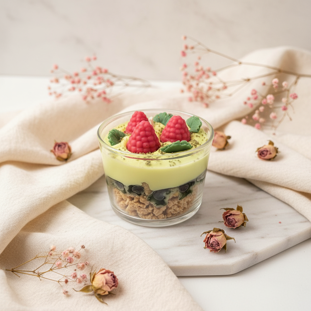 Vela de Postre Fresa y Nata - Fondo Claro 3