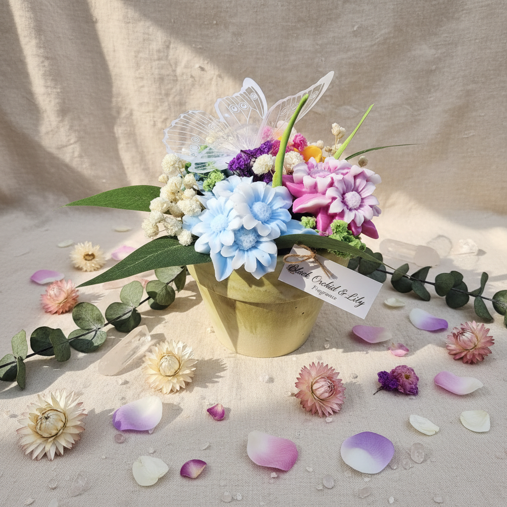 Maceta de resina con fondo claro y elementos decorativos - foto 1