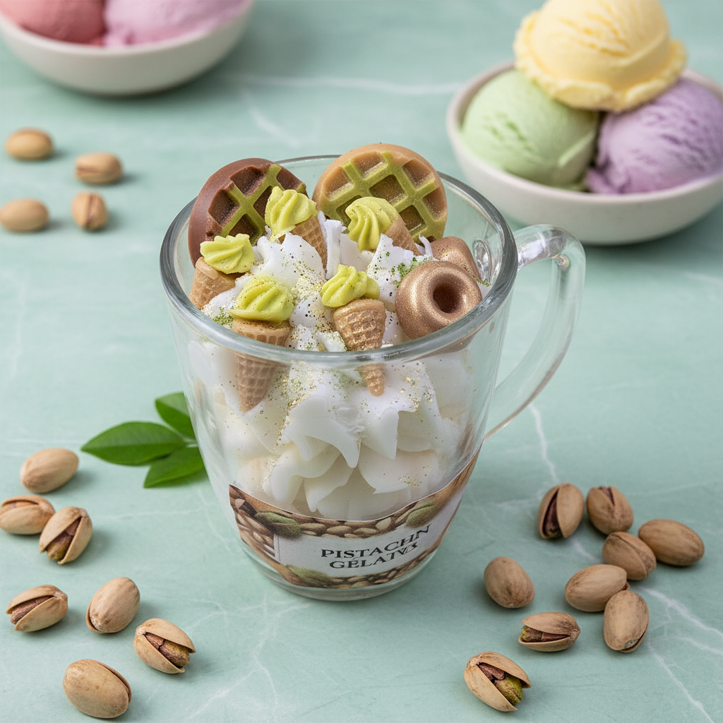 Vela Gourmet Gelato Pistacho - Fondo mármol menta 5