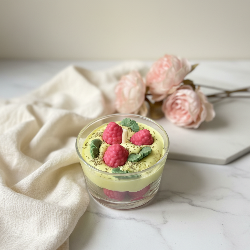Vela de Postre Fresa y Nata - Fondo Claro 2
