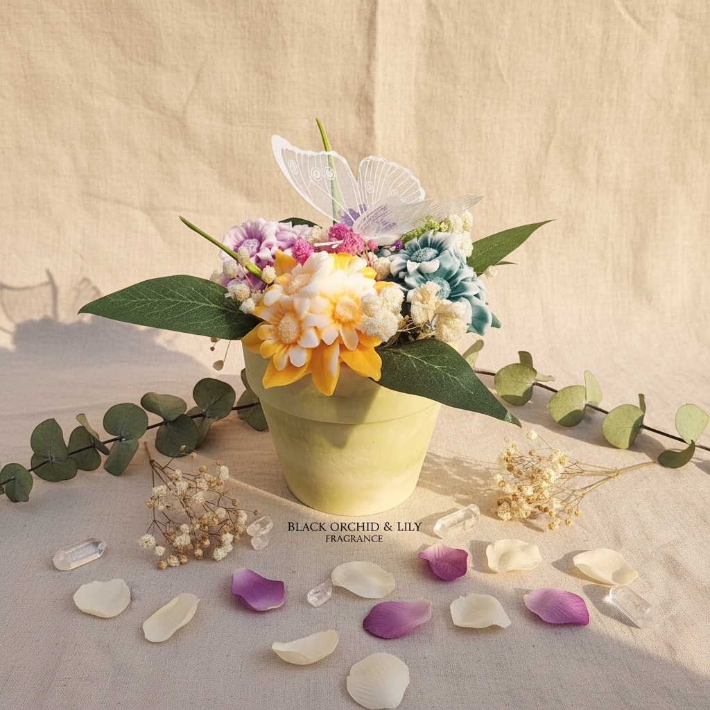 Maceta de resina con fondo claro y elementos decorativos - foto 4