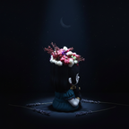 Soñadora Gótica - Fondo luna creciente y estrellas
