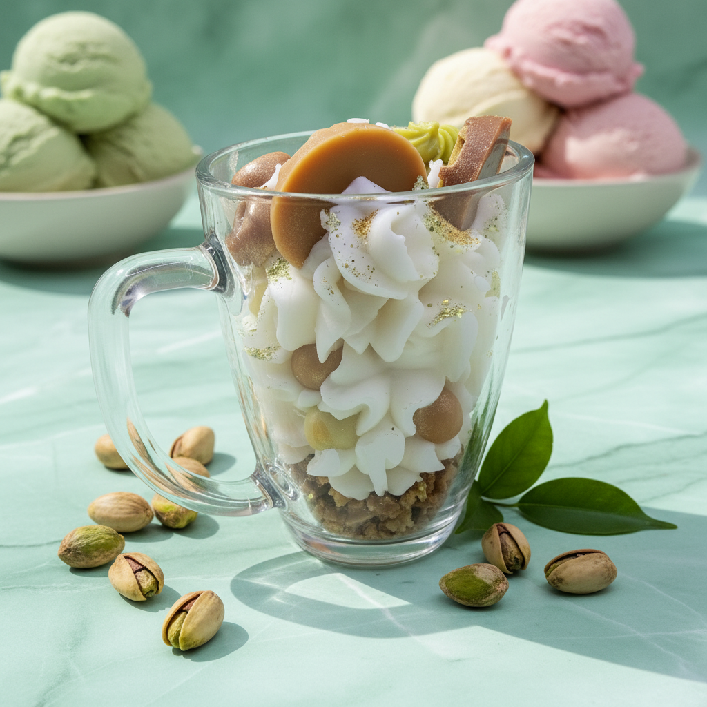 Vela Gourmet Gelato Pistacho - Fondo mármol menta 3