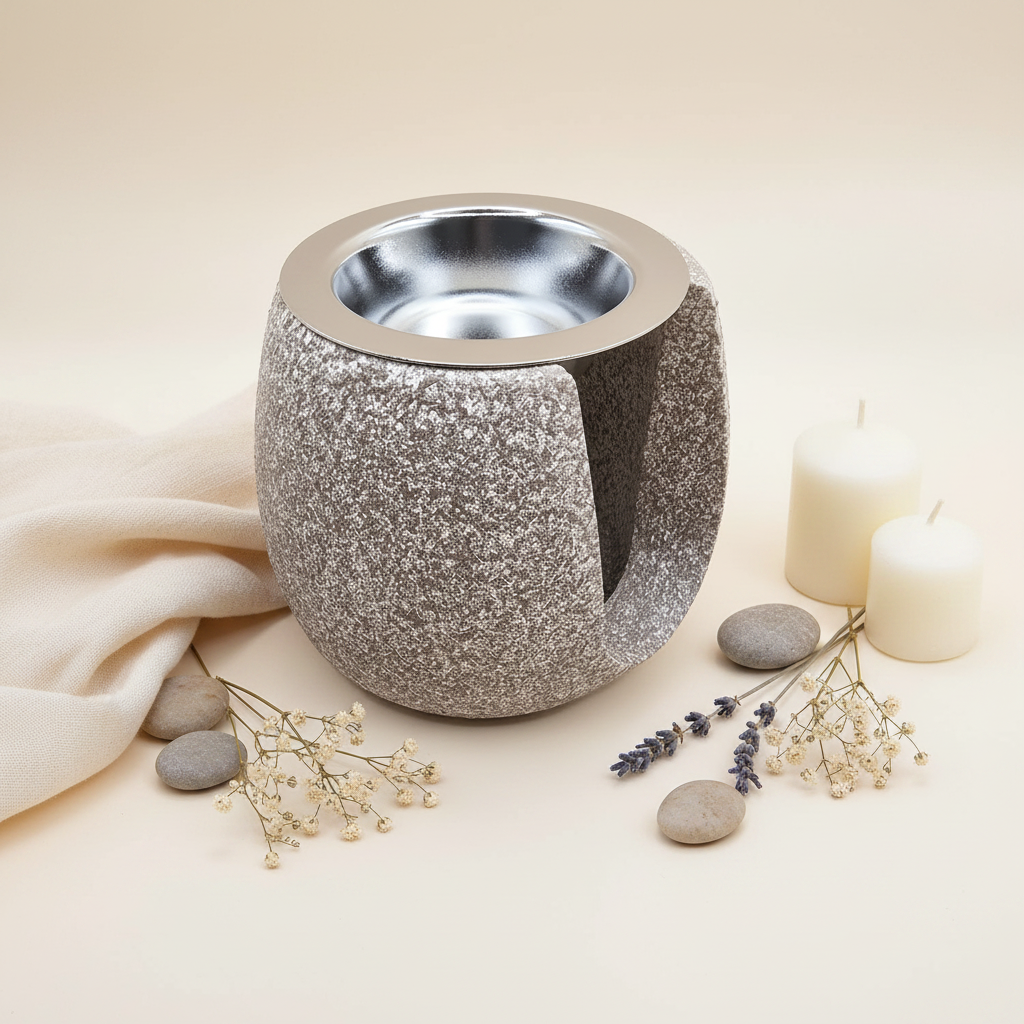 Quemador para wax melts efecto piedra resina acrílica tacto rugoso