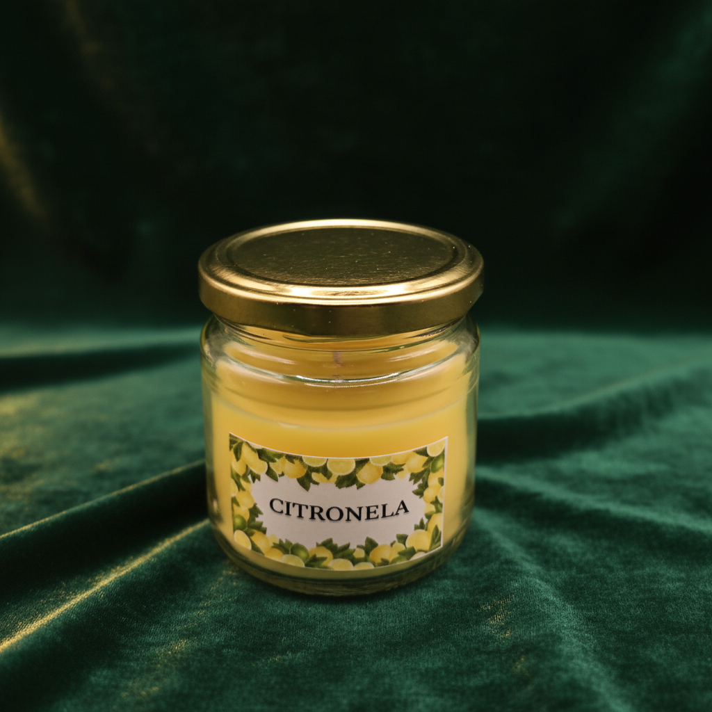 Vela Citronela - fondo terciopelo lujoso